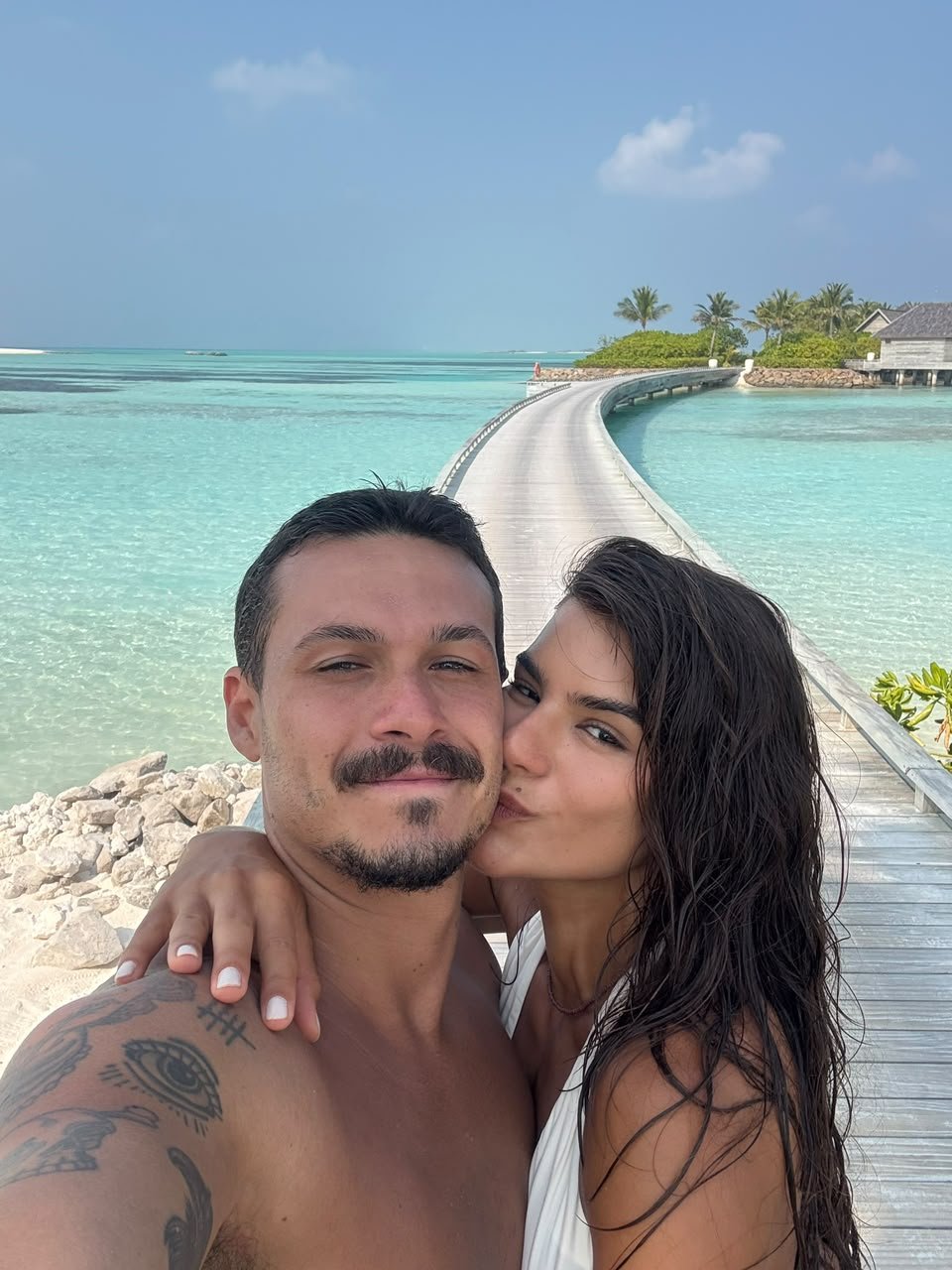 Leonardo e a esposa nas Maldivas